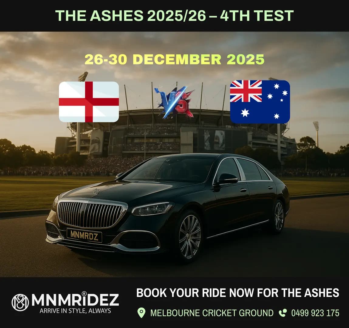 MCG Ashes Chauffeur Transfers 2025 – Boxing Day Made Easy for England & Aussie Supporters