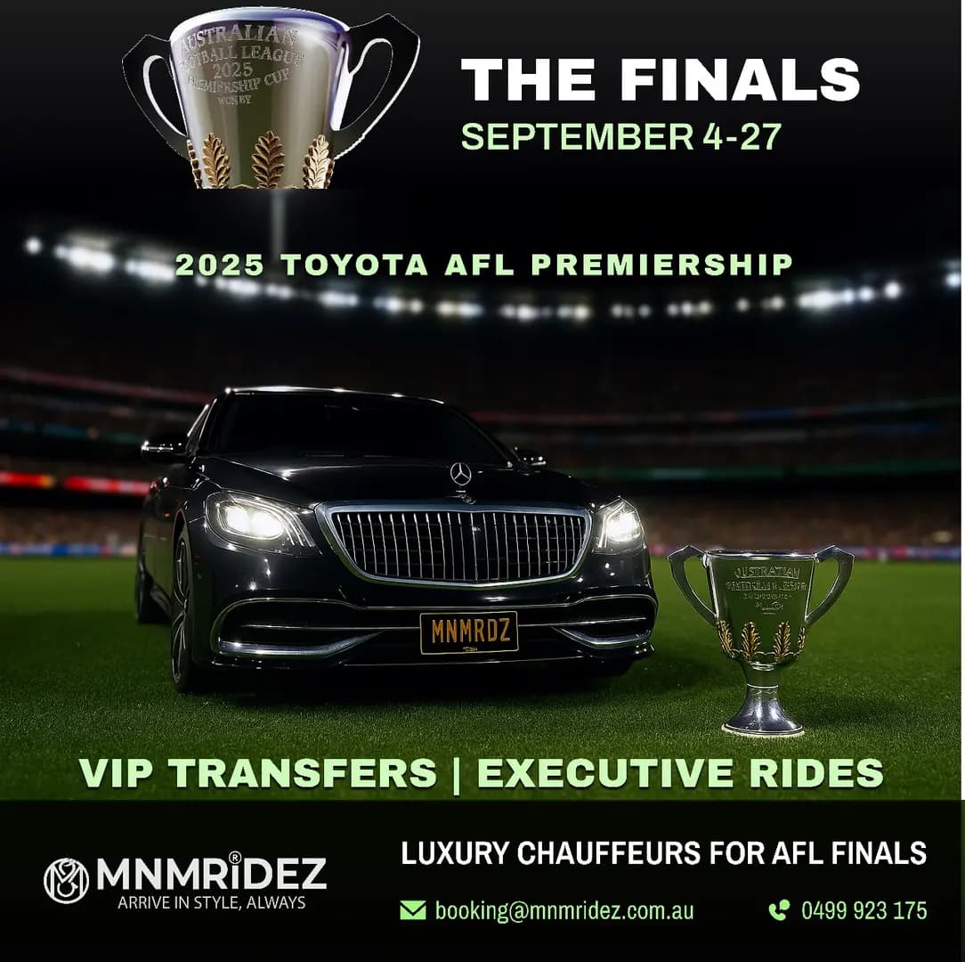 AFL Final 2025 Chauffeur Car Service : Ride in Comfort and Style to the MCG & Beyond AFL Final 2025 Chauffeur Car Service : Ride in Comfort and Style to the MCG & Beyond